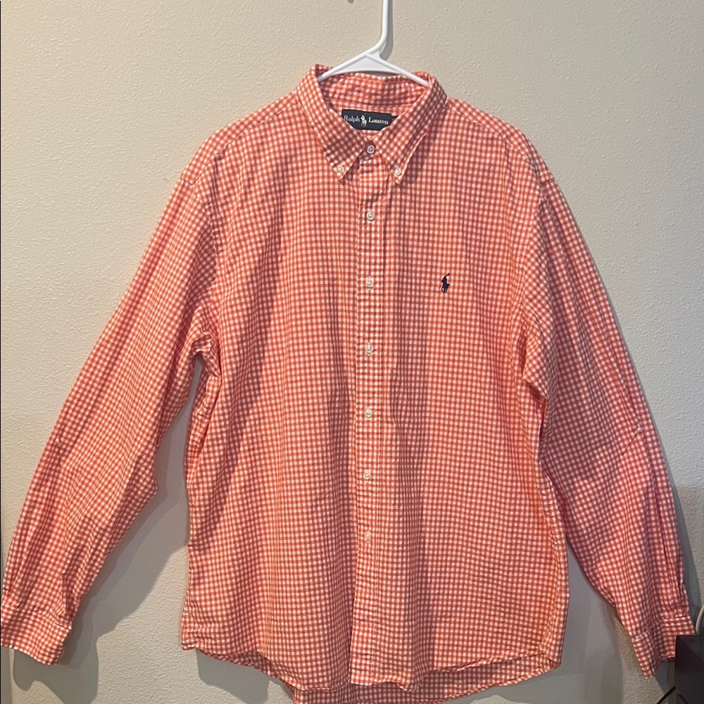 Ralph Lauren Men's Orange Gingham Shirt